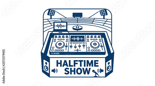 Schilderij op canvas DJ Turntable and Mixer for Halftime Show at Stadium Concert