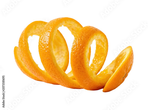 Fresh Orange Peel and Sliced Orange Isolated on White Background with Citrus Fruit Segments