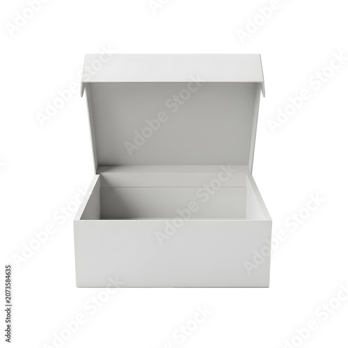 Empty white open box for product packaging mockup