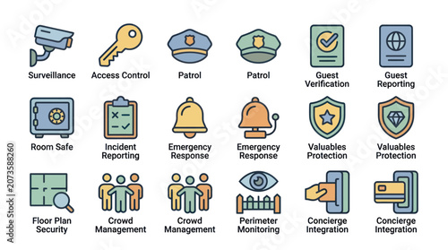 Tableau sur toile Security icons with various symbols.