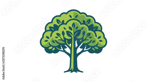 Bilde på lerret Tree with green leaves and branches.