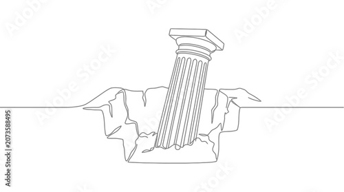 Canvastavla Collapsing Pillar in Cracked Ground - Symbol of Failure and Decay