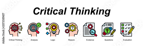 Canvastavla Critical Thinking banner web icon vector illustration concept with an icon of Cr