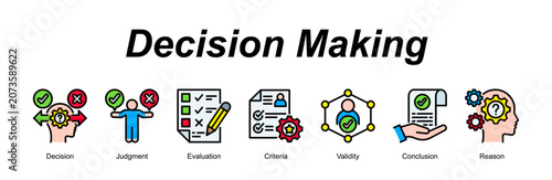 Konstfotografi Decision Making banner web icon vector illustration concept with an icon of Deci