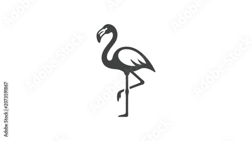 Bild auf Leinwand Black and white flamingo standing alone.