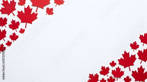 Red Maple Leaf Decorations on White Background