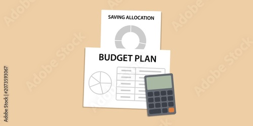 Income growth chart, savings allocation, investment categories and financial planning tools. Budget after salary increase concept scene. 