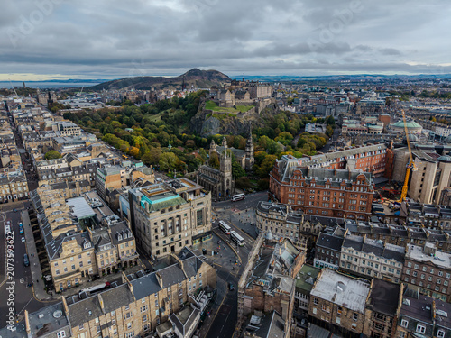 Beautiful Aerial View of Edinburgh City Centre, Scotland – Historic Architecture and Skyline