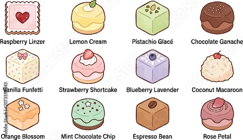 Tableau sur toile Variety of sweet dessert cakes.