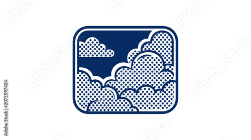 Retro Clouds Icon, Vintage Sky Graphic, Pop Art Style