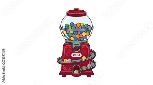Vintage Gumball Machine Filled with Colorful Candies