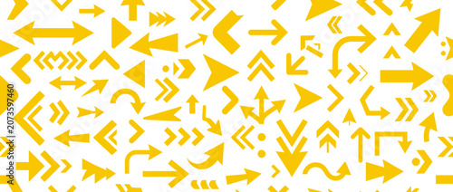 Yellow Arrows Seamless Pattern Background - Directional Symbols