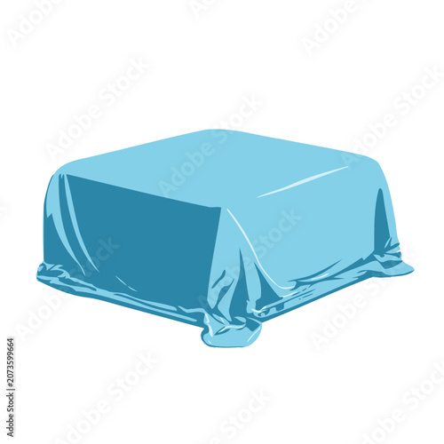Light blue tablecloth on table vector illustration