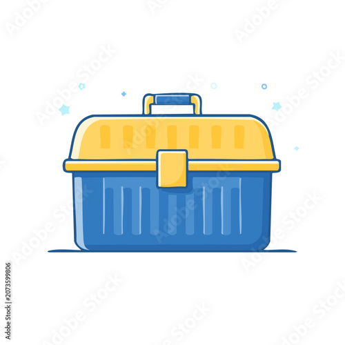 Blue and Yellow Toolbox Vector Illustration