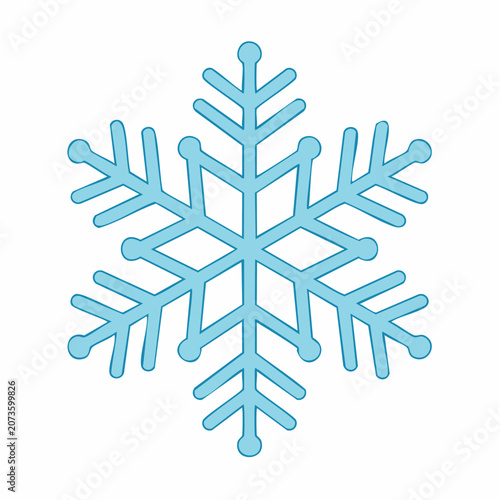 Blue snowflake icon on white background