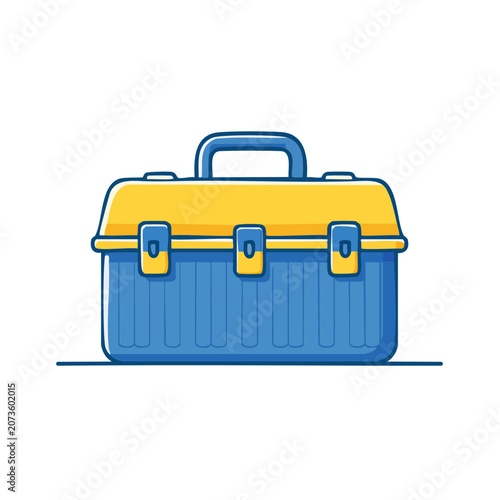 Blue and Yellow Toolbox Vector Illustration