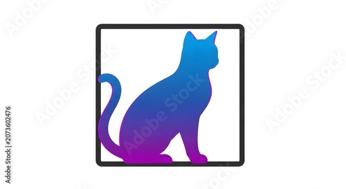 Colorful gradient cat silhouette inside a square frame
