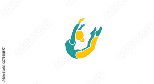 Abstract vector illustration of a gymnast in mid-air pose