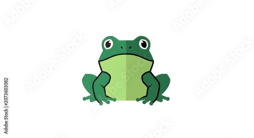 Cute green cartoon frog illustration on white background