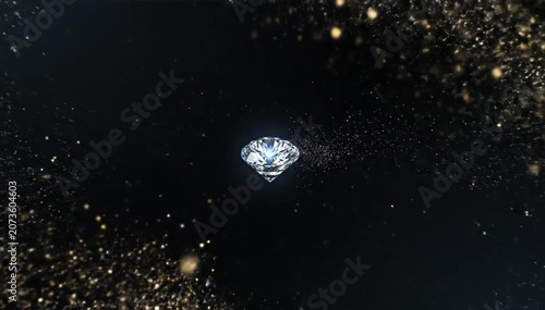 Slow Zoom Out Revealing A Single Gemstone Glowing At the Center