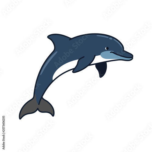 Cartoon dolphin jumping isolated vector illustration