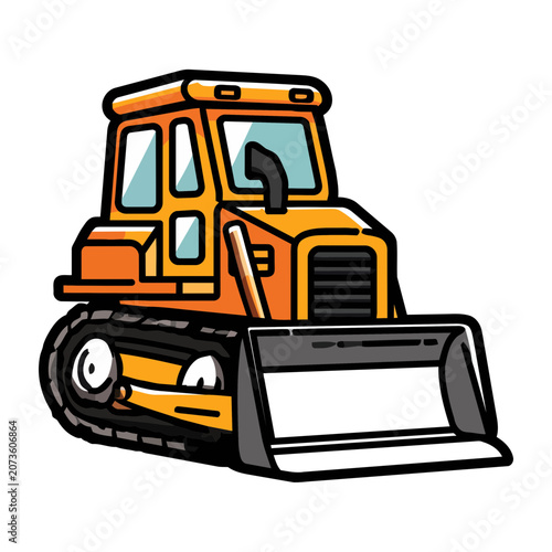 Orange Bulldozer Vector Illustration