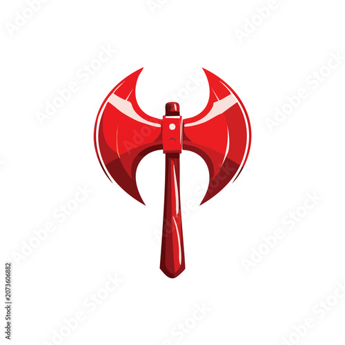 Red double headed axe vector illustration