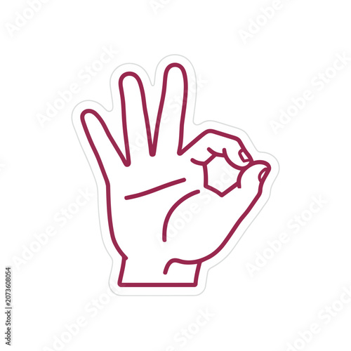 Hand making okay gesture in flat line art style
