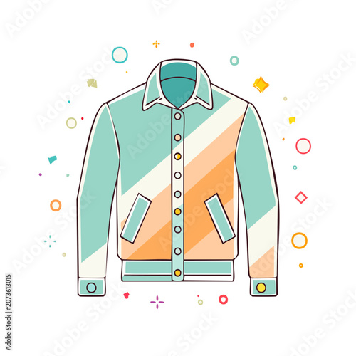 Flat vector illustration of a colorful bomber jacket