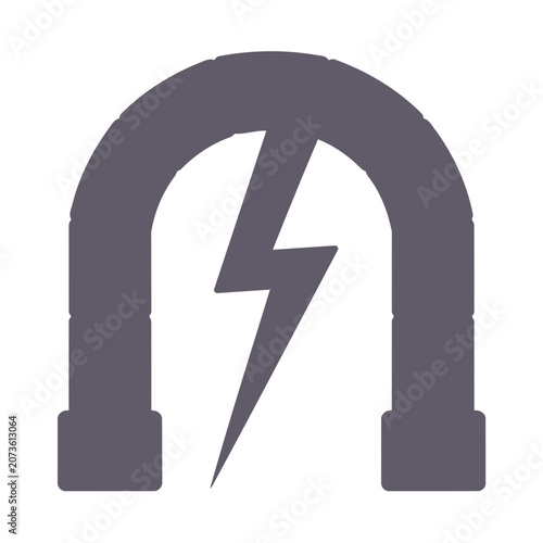 Horseshoe magnet with lightning bolt icon