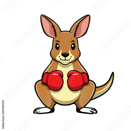 Cartoon kangaroo wearing boxing gloves