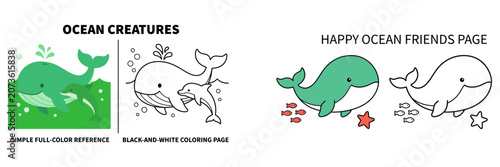 Photography Ocean creatures coloring pages for kids with fish and sea animals