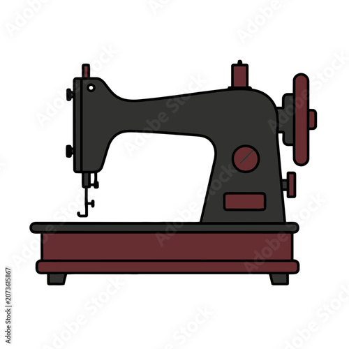 Flat illustration of a vintage sewing machine