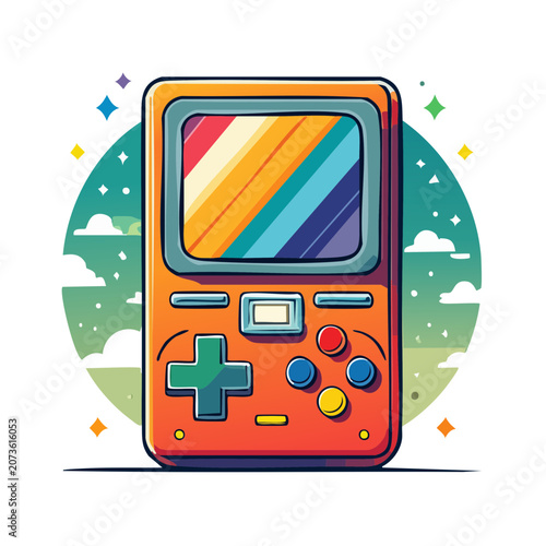 Retro handheld game console vector illustration