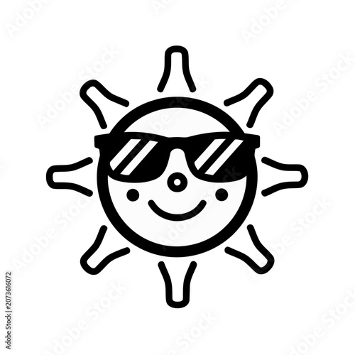 Smiling Sun with Sunglasses Vector Icon
