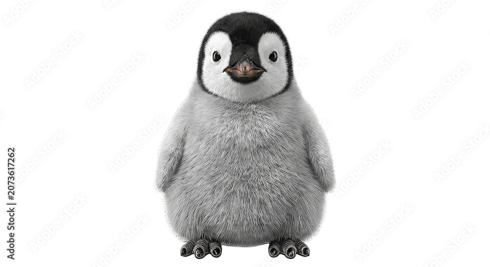 Fototapeta premium Cute Baby Penguin Portrait on Black