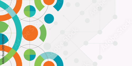 Geometric network pattern with overlapping circles and connecting lines vector illustration