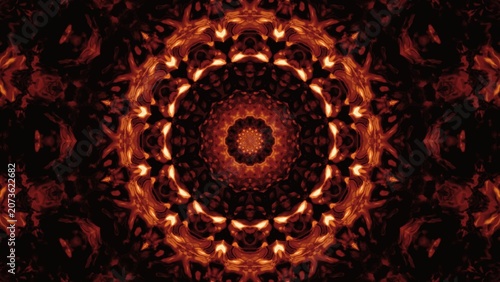 Fotografie Abstract Glowing Molten Lava Mandala Background