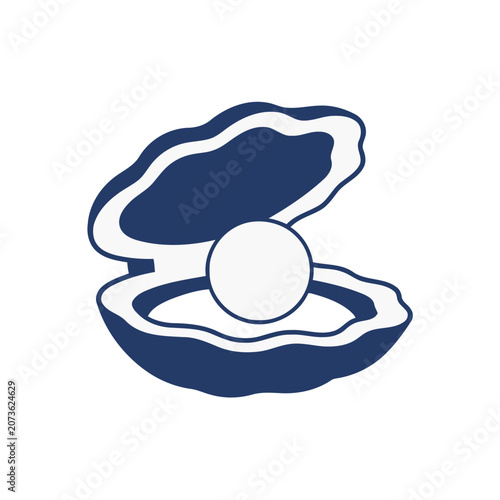 Oyster with Pearl Flat Vector Icon