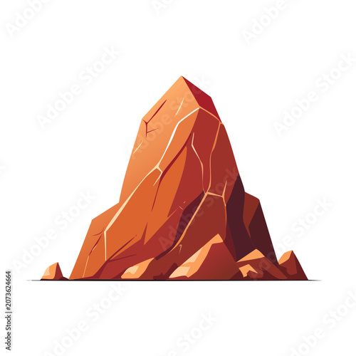 Red Rock Mountain Peak Vector Illustration