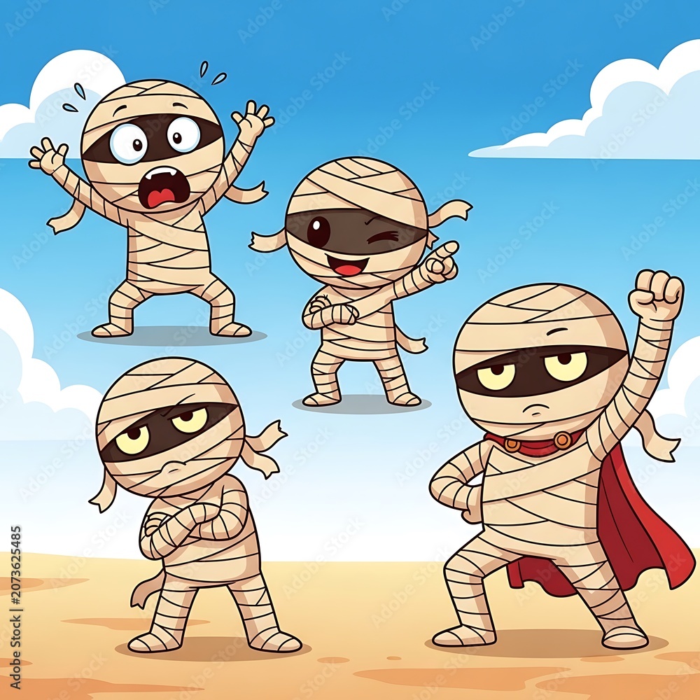 Naklejka premium Mummy Cartoon Set.