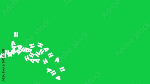 Haha Text Flying Left on Green Screen Background, Looping Animation