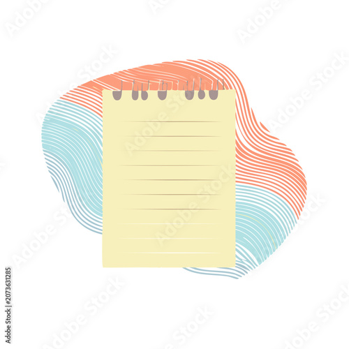 Flat vector notepad with abstract wave background