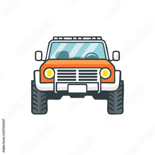 Orange Off-Road Vehicle Front View Illustration