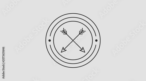 Crossed arrows circular badge vintage logo icon.