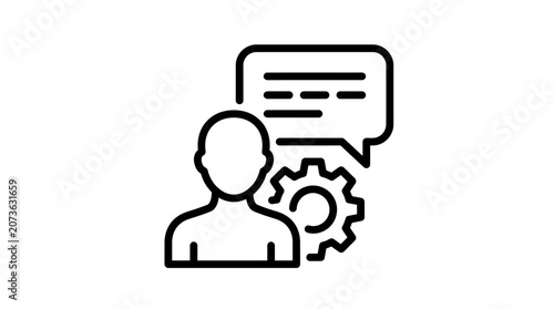 Customer support icon with settings gear and chat bubble