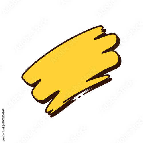 Yellow hand drawn paint stroke vector