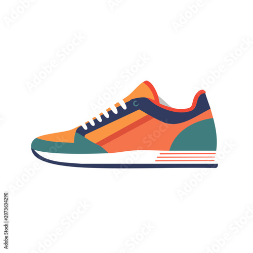 Blue orange green sneaker vector illustration
