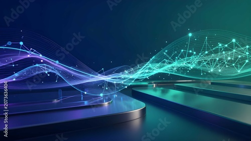 Advanced cyber communication system featuring abstract technology and energy flow
