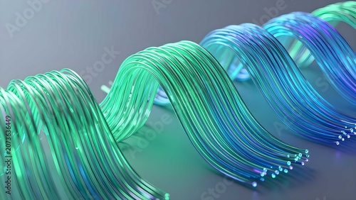 Abstract luminous technology background featuring colorful fiber light waves